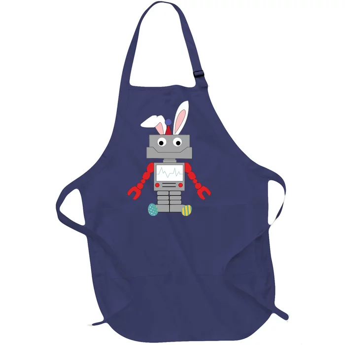 Easter Bunny Robot Full-Length Apron With Pocket