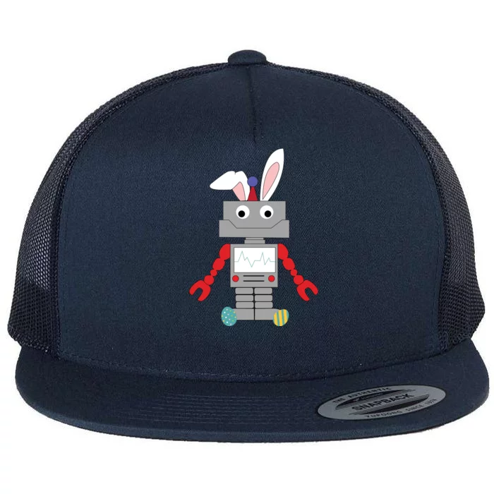 Easter Bunny Robot Flat Bill Trucker Hat