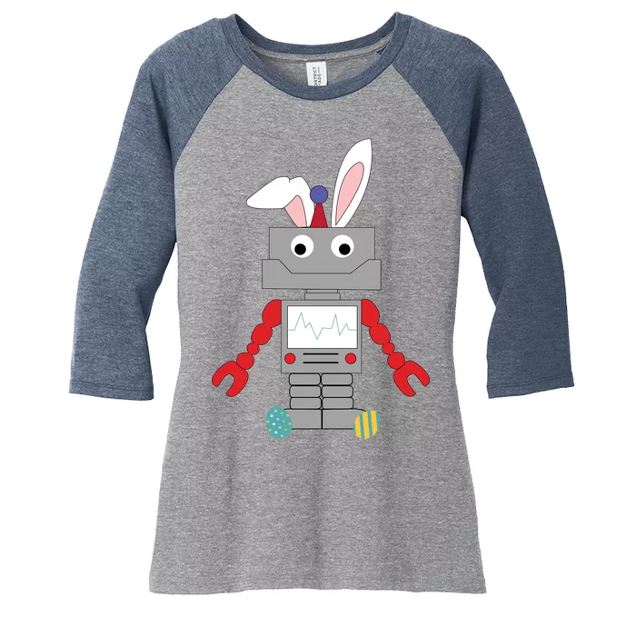 Easter Bunny Robot Women's Tri-Blend 3/4-Sleeve Raglan Shirt