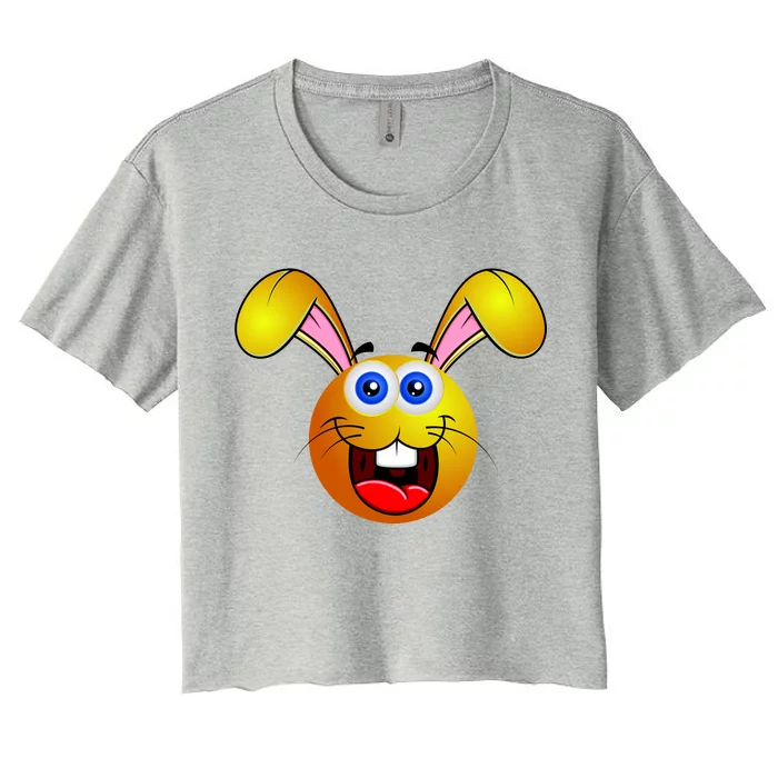 Easter Bunny Simley Emoji Women's Crop Top Tee