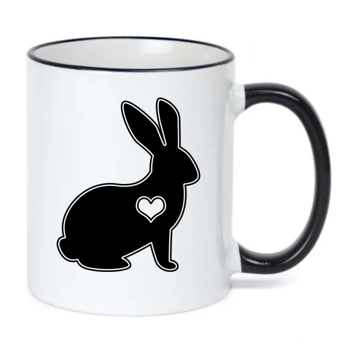 Easter Bunny Simple Love Heart Black Color Changing Mug