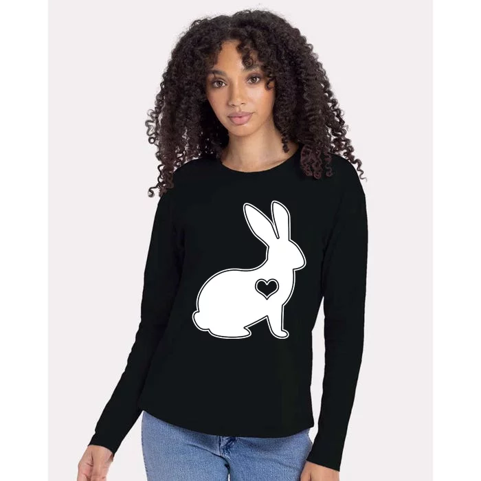 Easter Bunny Simple Love Heart Womens Cotton Relaxed Long Sleeve T-Shirt