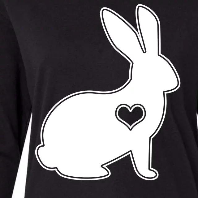 Easter Bunny Simple Love Heart Womens Cotton Relaxed Long Sleeve T-Shirt