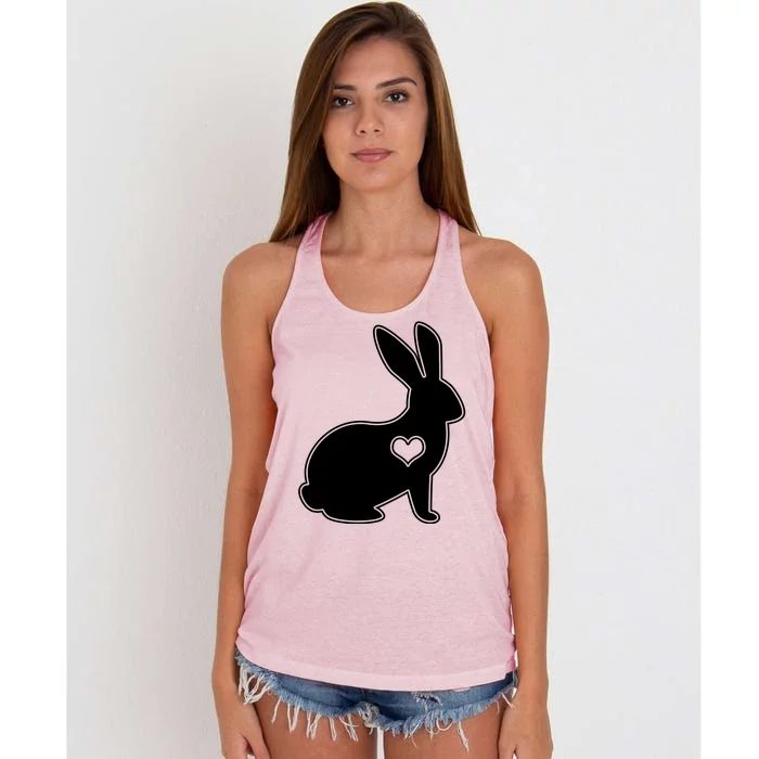 Easter Bunny Simple Love Heart Women's Knotted Racerback Tank