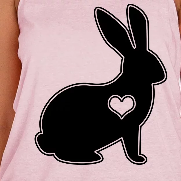 Easter Bunny Simple Love Heart Women's Knotted Racerback Tank