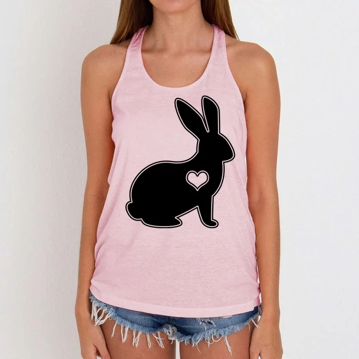 Easter Bunny Simple Love Heart Women's Knotted Racerback Tank