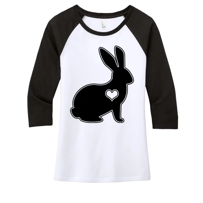 Easter Bunny Simple Love Heart Women's Tri-Blend 3/4-Sleeve Raglan Shirt