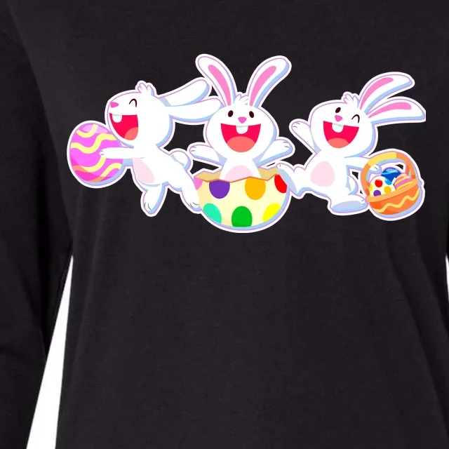 Easter Egg Bunnies Womens Cotton Relaxed Long Sleeve T-Shirt