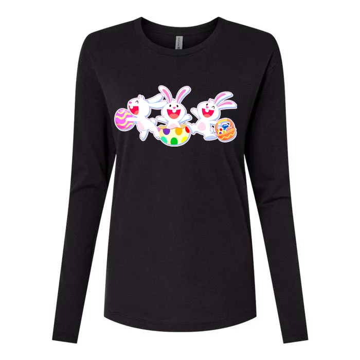 Easter Egg Bunnies Womens Cotton Relaxed Long Sleeve T-Shirt