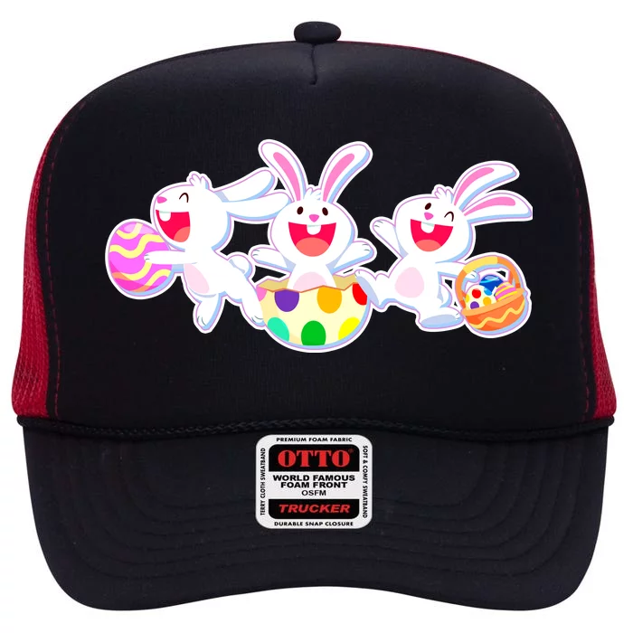 Easter Egg Bunnies High Crown Mesh Trucker Hat