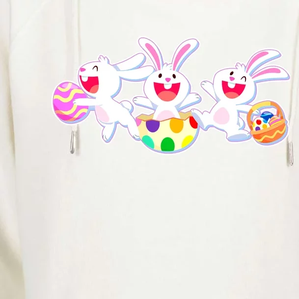 Easter Egg Bunnies Womens Funnel Neck Pullover Hood