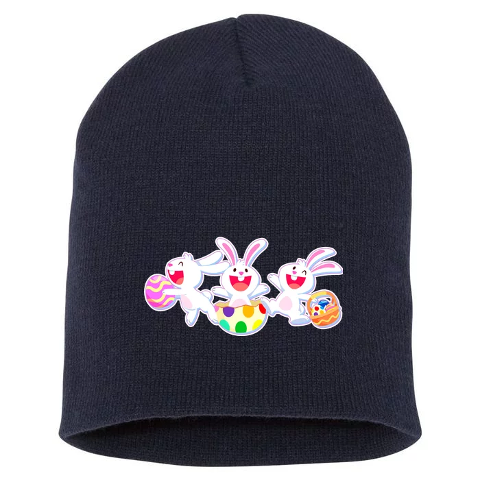 Easter Egg Bunnies Short Acrylic Beanie