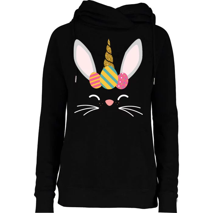 Easter Egg Bunny Unicorn Womens Funnel Neck Pullover Hood