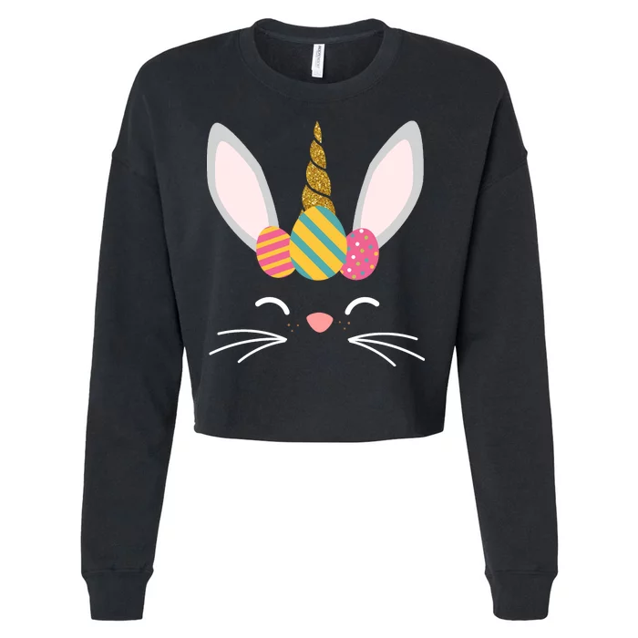 Easter Egg Bunny Unicorn Cropped Pullover Crew