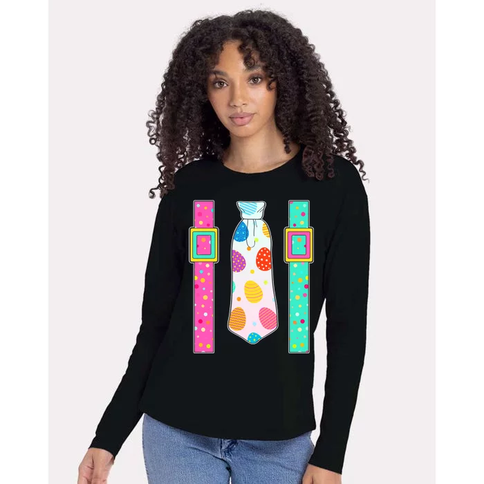 Easter Egg Tie & Suspenders Womens Cotton Relaxed Long Sleeve T-Shirt