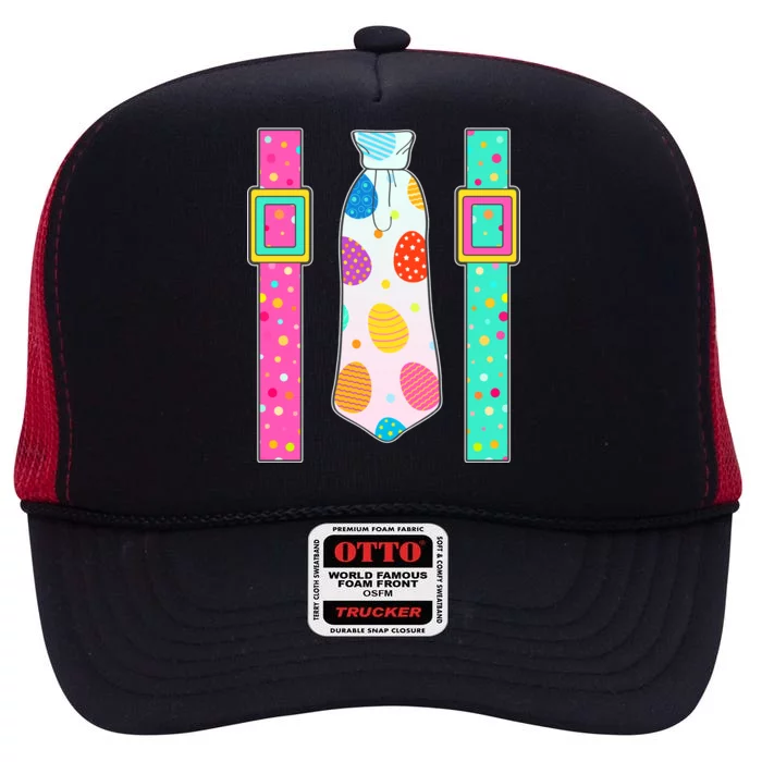 Easter Egg Tie & Suspenders High Crown Mesh Trucker Hat