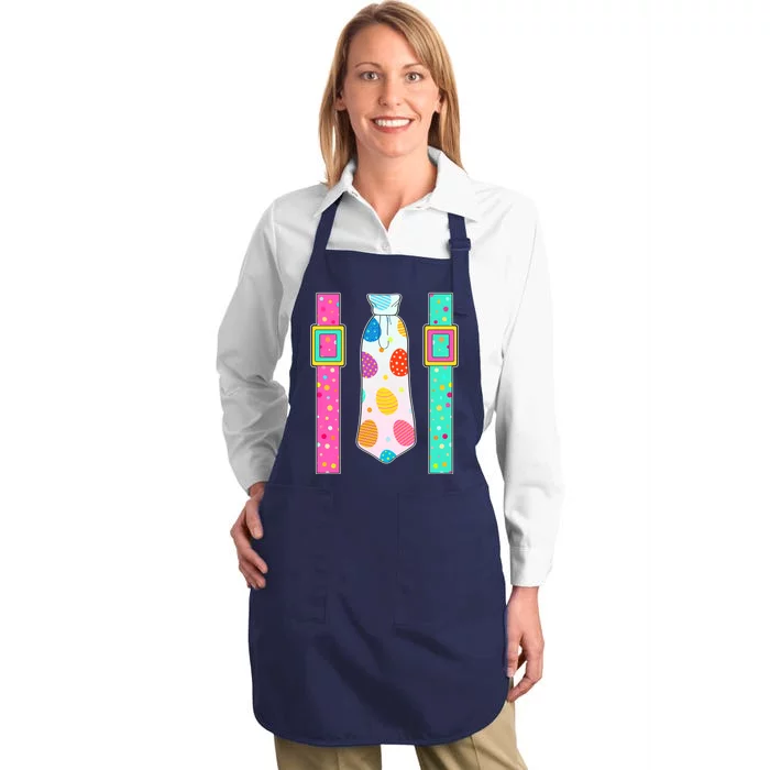 Easter Egg Tie & Suspenders Full-Length Apron With Pocket