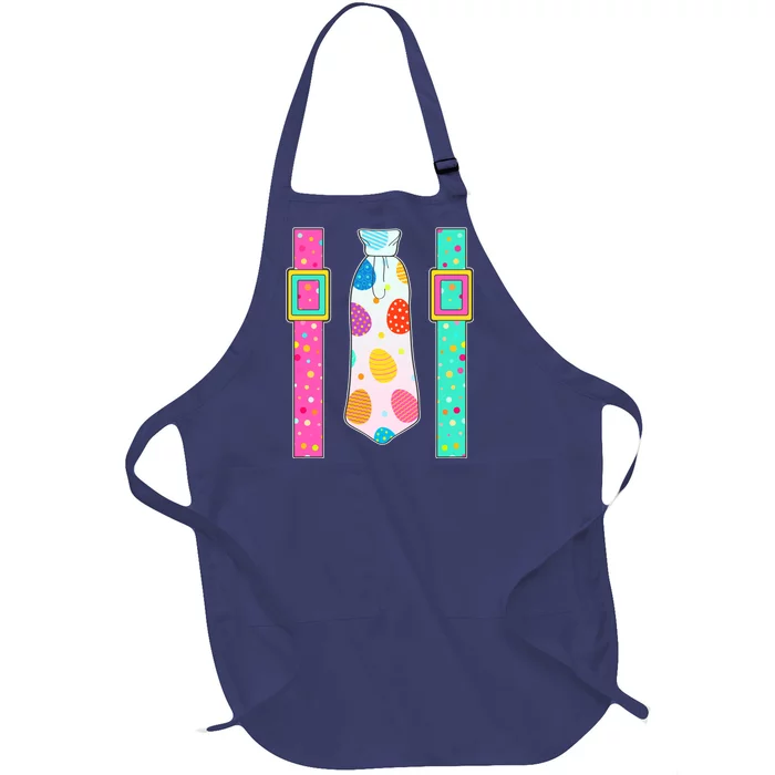 Easter Egg Tie & Suspenders Full-Length Apron With Pocket