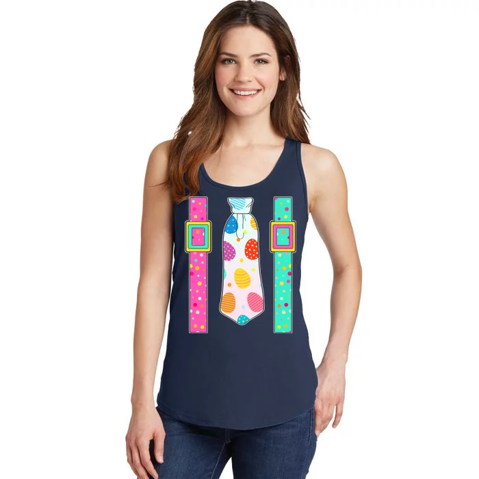 Easter Egg Tie & Suspenders Ladies Essential Tank