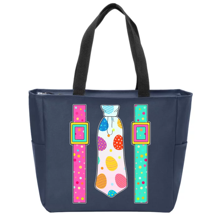 Easter Egg Tie & Suspenders Zip Tote Bag