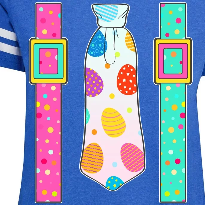 Easter Egg Tie & Suspenders Enza Ladies Jersey Football T-Shirt