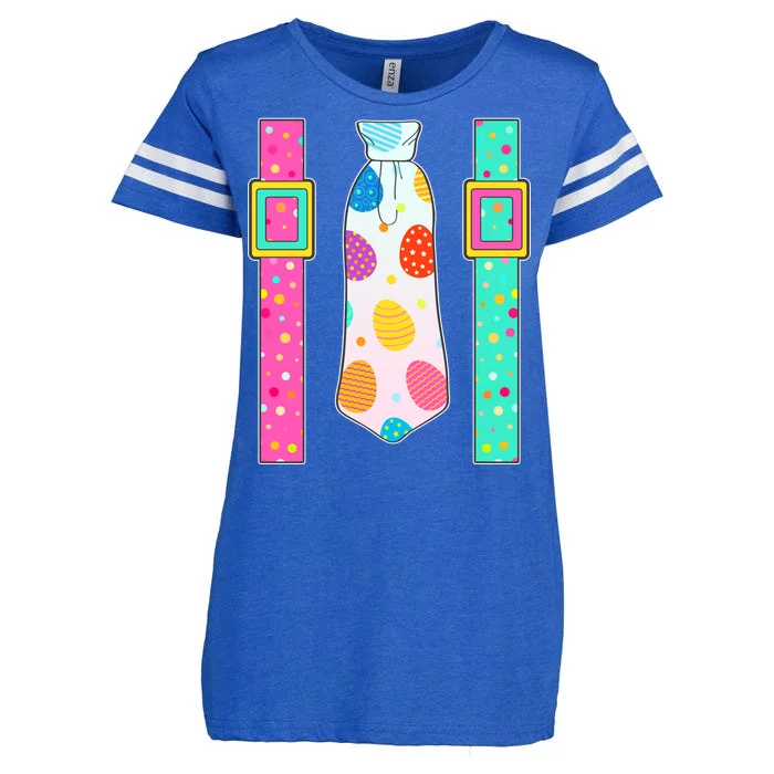 Easter Egg Tie & Suspenders Enza Ladies Jersey Football T-Shirt