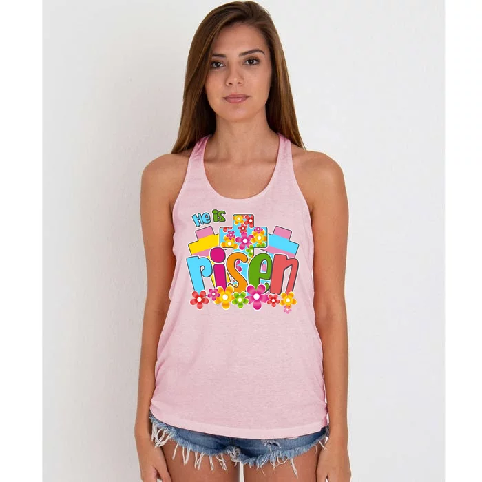 Easter He Is Risen Spring flowers Women's Knotted Racerback Tank