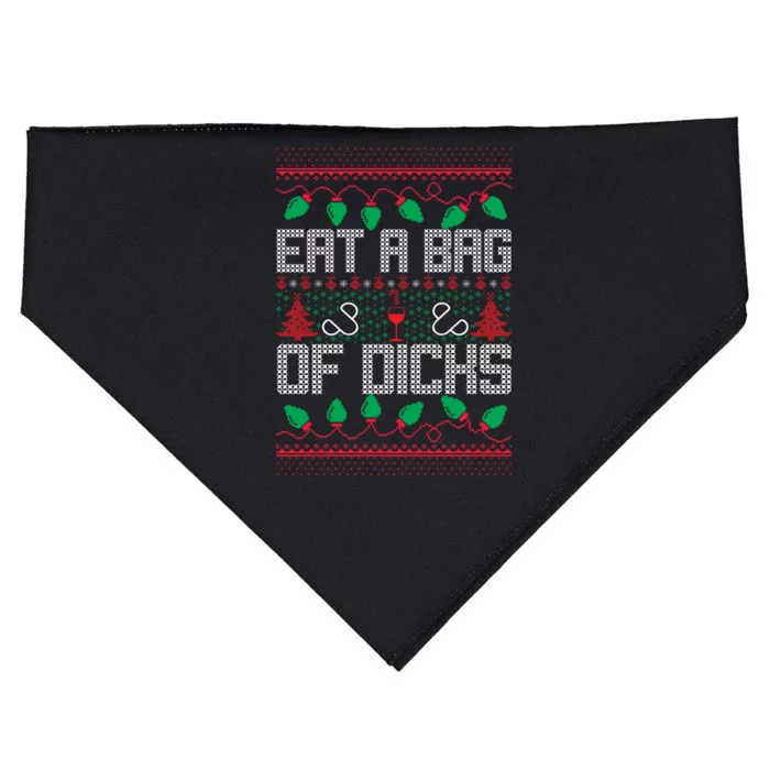 Eat A Bag Of Dicks Offensive Ugly X-Mas USA-Made Doggie Bandana