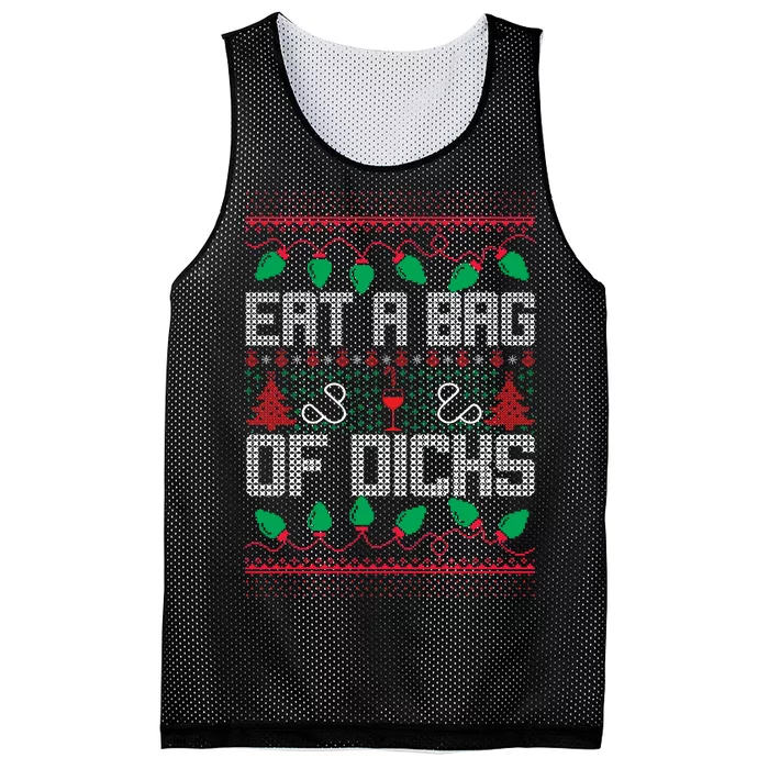 Eat A Bag Of Dicks Offensive Ugly X-Mas Mesh Reversible Basketball Jersey Tank