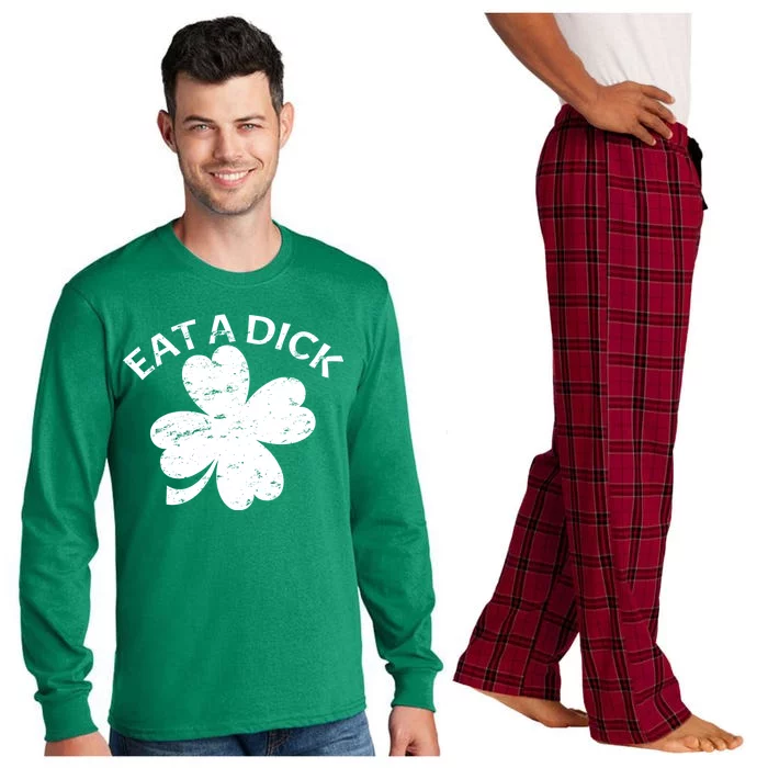 Eat A Dick Shamrock Funny St Patricks Day Long Sleeve Pajama Set