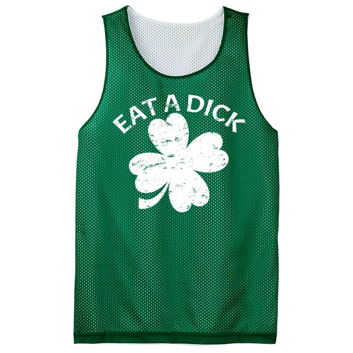 Eat A Dick Shamrock Funny St Patricks Day Mesh Reversible Basketball Jersey Tank