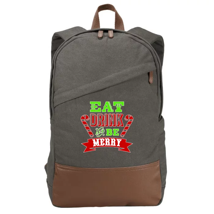 Eat Drink And Be Merry Christmas Cotton Canvas Backpack