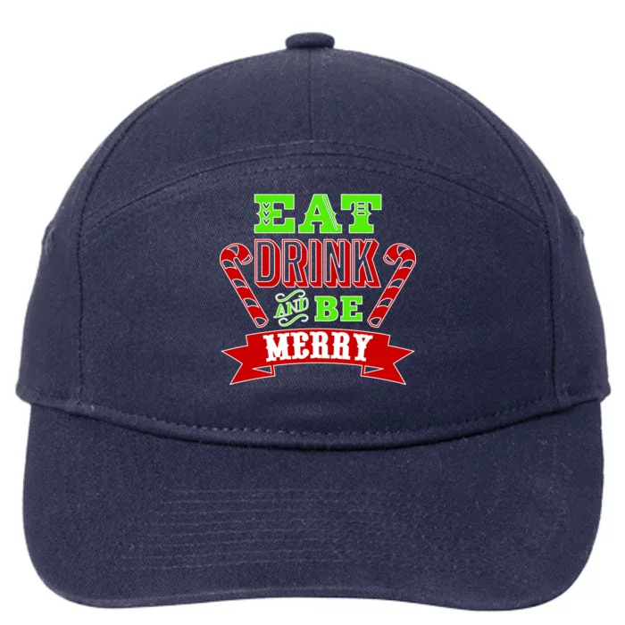 Eat Drink And Be Merry Christmas 7-Panel Snapback Hat