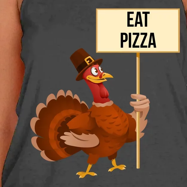 Eat Pizza Funny Turkey Women's Knotted Racerback Tank