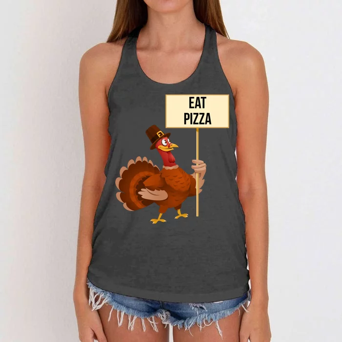 Eat Pizza Funny Turkey Women's Knotted Racerback Tank