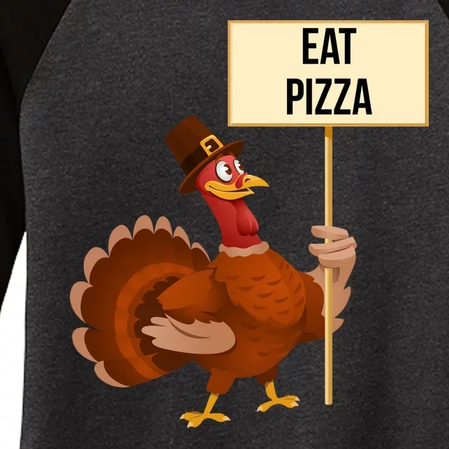 Eat Pizza Funny Turkey Women's Tri-Blend 3/4-Sleeve Raglan Shirt