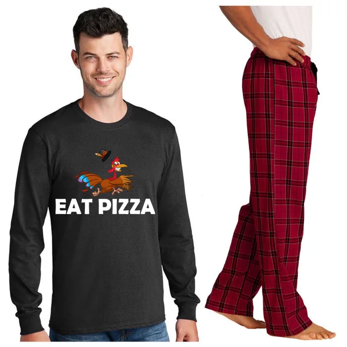 Eat Pizza Not Turkey Funny Thanksgiving Long Sleeve Pajama Set