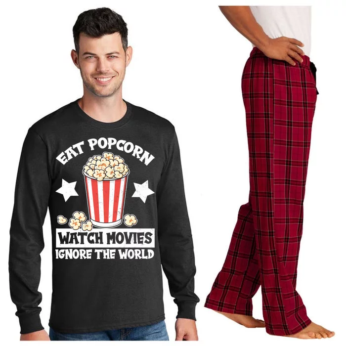 Eat Popcorn Watch Movies Ignore The World Long Sleeve Pajama Set