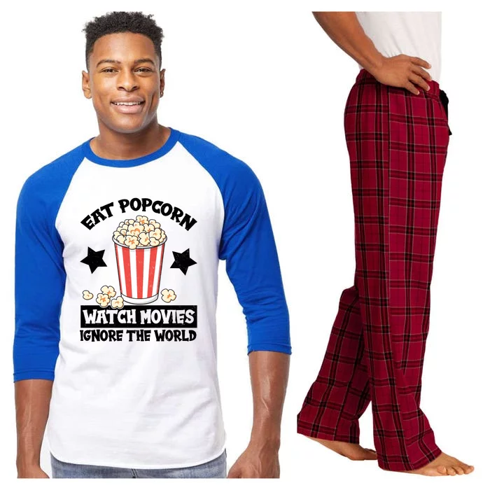 Eat Popcorn Watch Movies Ignore The World Raglan Sleeve Pajama Set