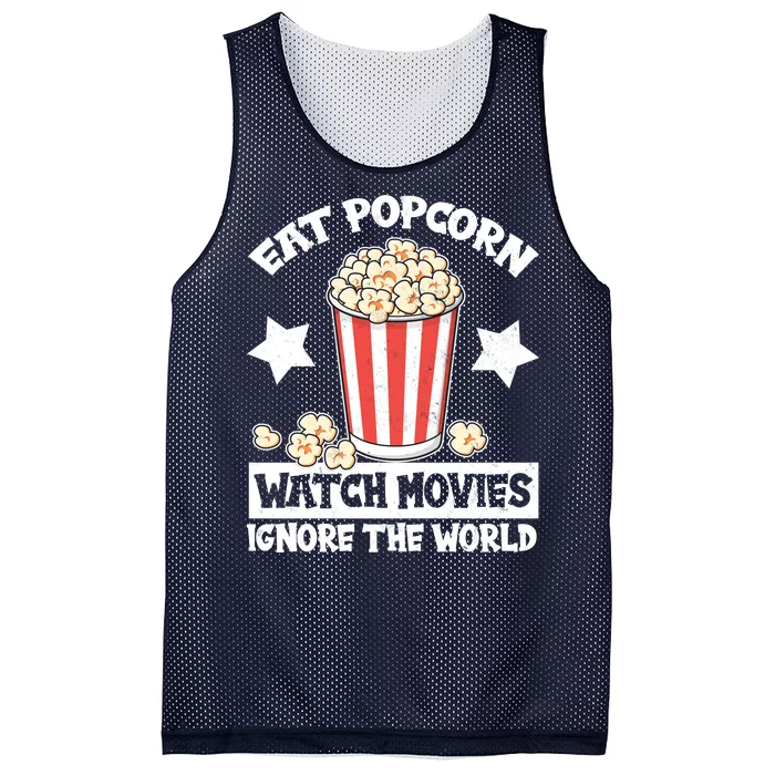 Eat Popcorn Watch Movies Ignore The World Mesh Reversible Basketball Jersey Tank