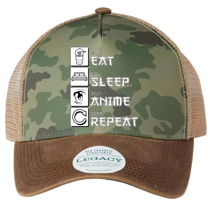 Eat Sleep Anime Repeat Legacy Tie Dye Trucker Hat