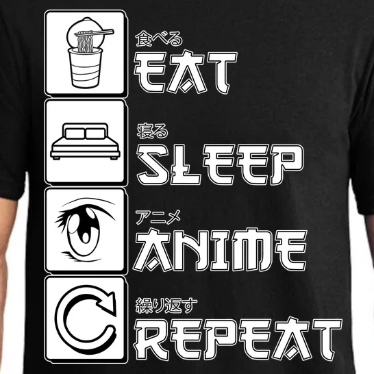 Eat Sleep Anime Repeat Pajama Set