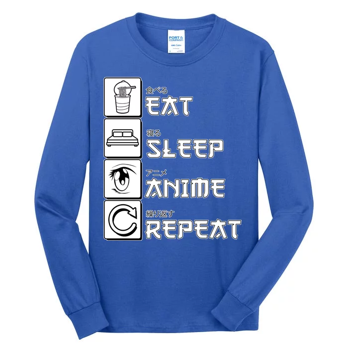 Eat Sleep Anime Repeat Tall Long Sleeve T-Shirt