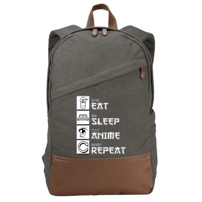 Eat Sleep Anime Repeat Cotton Canvas Backpack