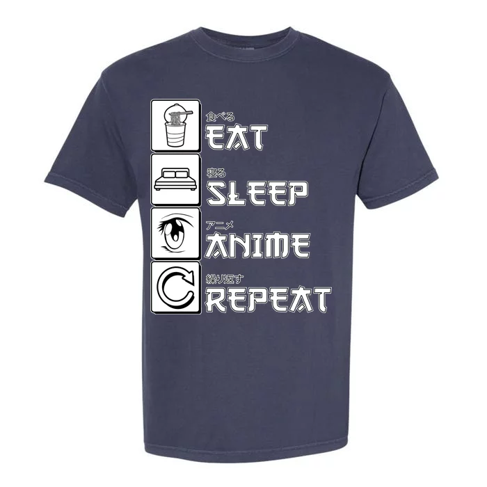 Eat Sleep Anime Repeat Garment-Dyed Heavyweight T-Shirt