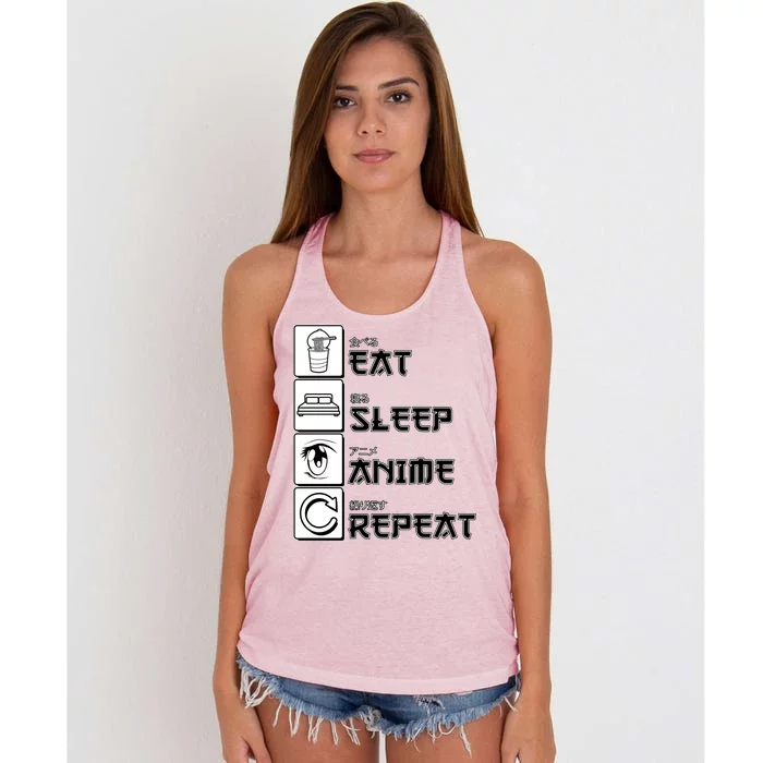 Eat Sleep Anime Repeat Women's Knotted Racerback Tank