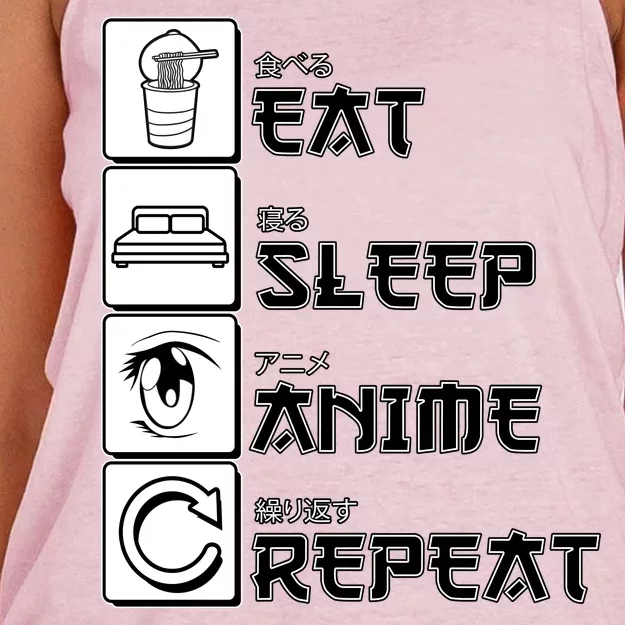 Eat Sleep Anime Repeat Women's Knotted Racerback Tank