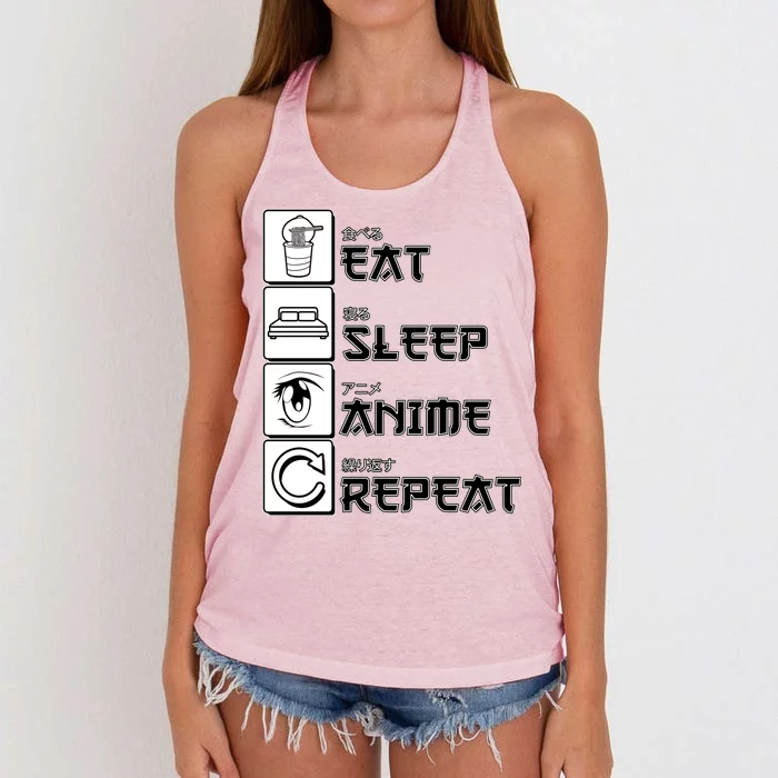 Eat Sleep Anime Repeat Women's Knotted Racerback Tank