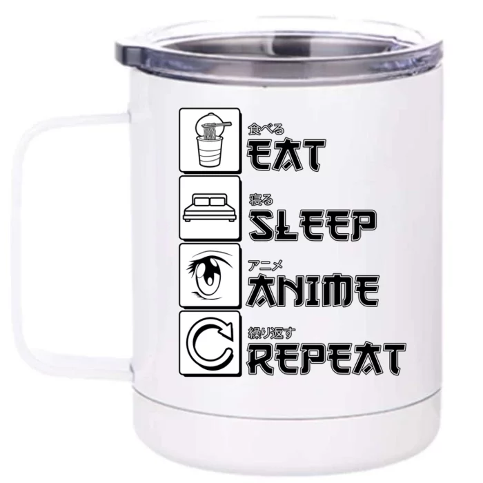 Eat Sleep Anime Repeat Front & Back 12oz Stainless Steel Tumbler Cup