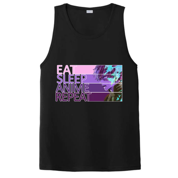 Eat Sleep Anime Repeat Funny Cartoon Performance Tank